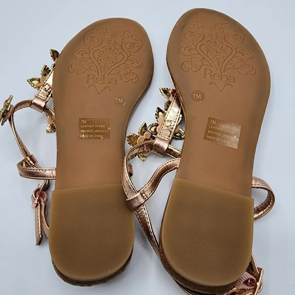 Reba rose gold leather sandals